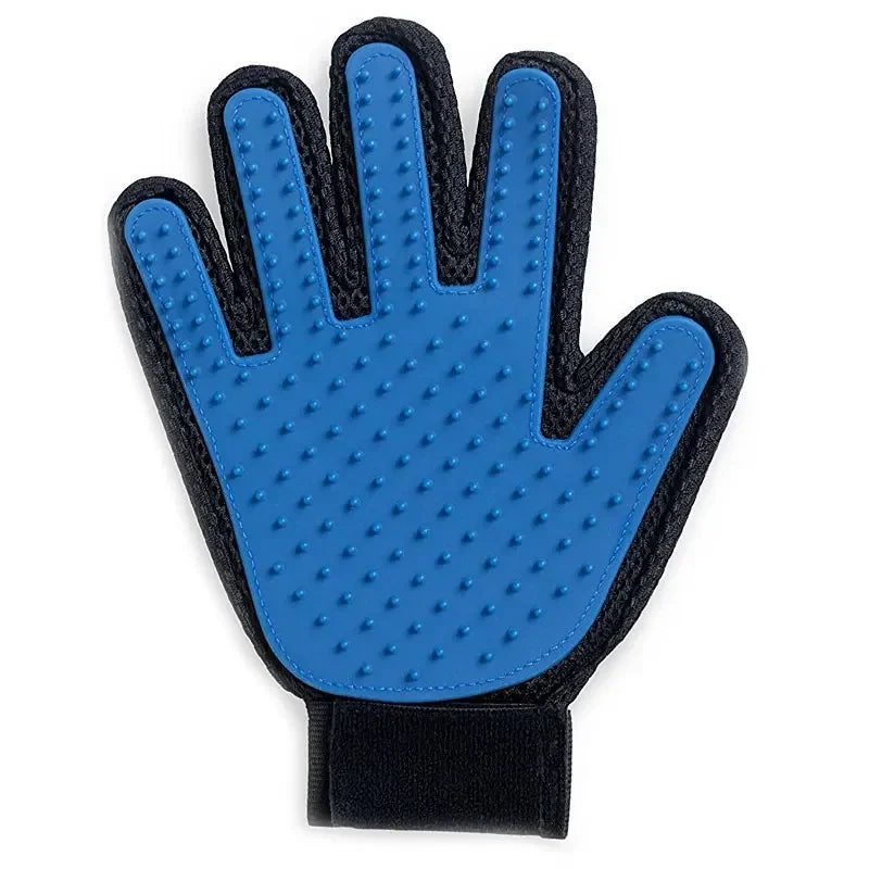 Silicone Pet Grooming Gloves – Dog & Cat Hair Removal Brush Pet Grooming Gloves Babs right blue