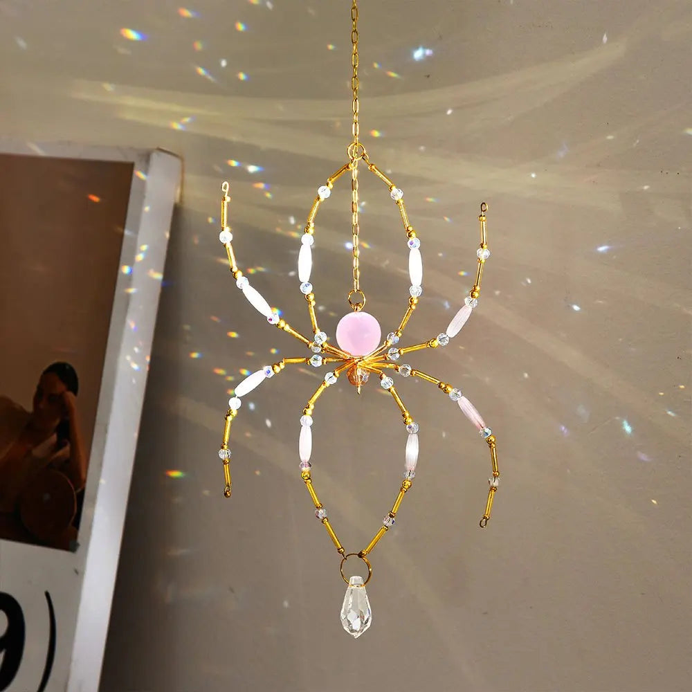 Crystal Pink Spider Suncatcher Prism Pendant | Window Decor Suncatcher Pendant Babs