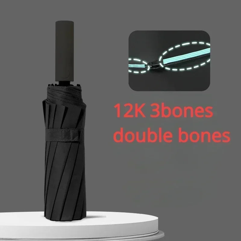 16K Double-Bone Windproof Folding Umbrella – UV Sun & Rain Folding Umbrella Babs black-60bones 24K Iron