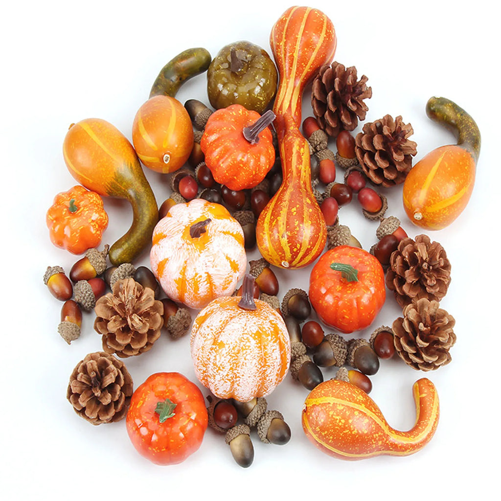 166-Piece Artificial Pumpkin & Gourd Thanksgiving Décor Set Seasonal Décor Set Babs