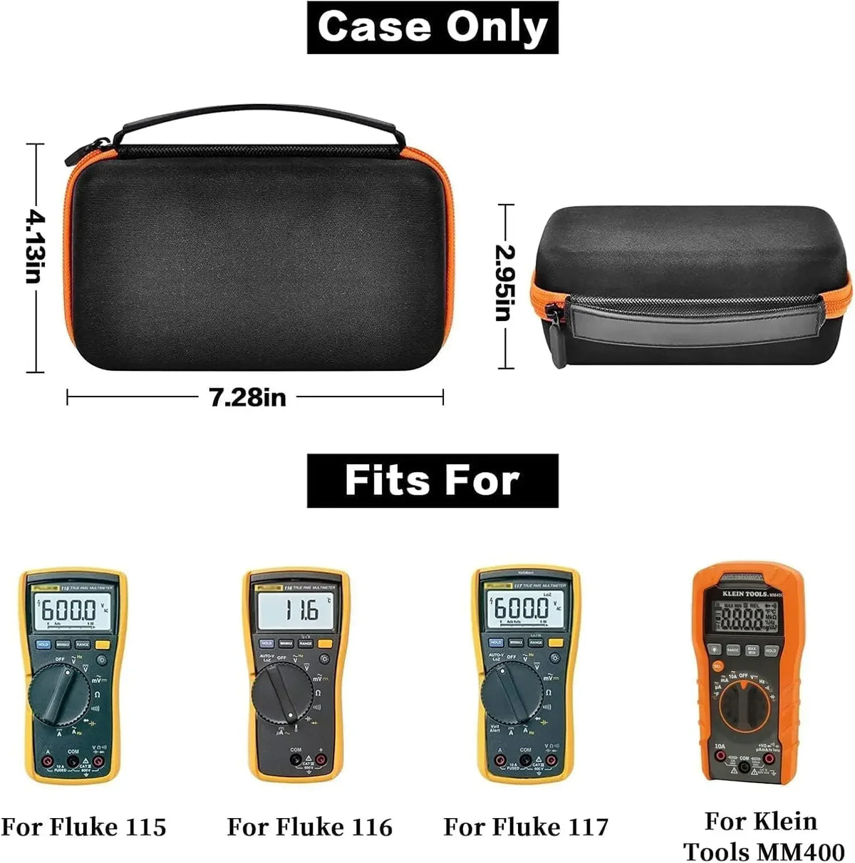 Hard Carrying Case for Klein & Fluke Digital Multimeters Multimeter Carrying Case Babs