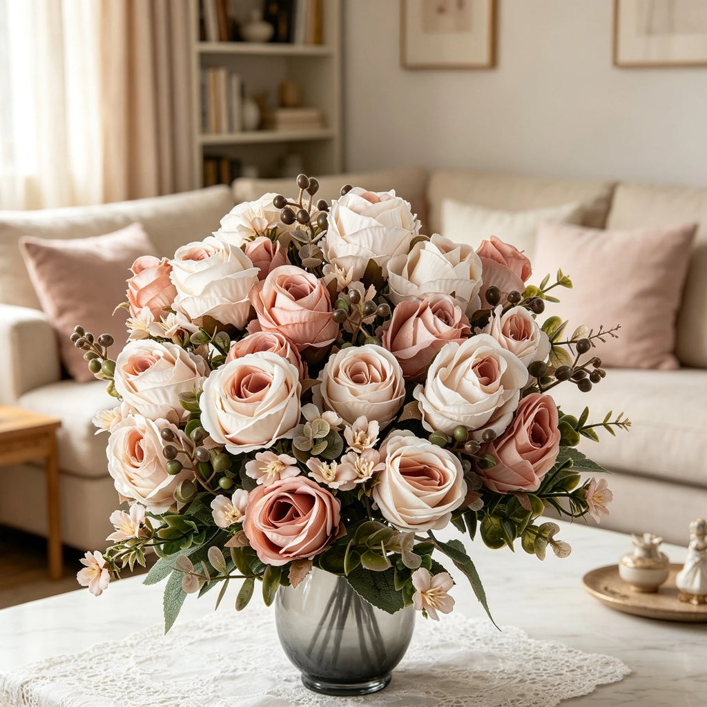 Silk Artificial Rose Bouquet – Wedding & Home Décor (3/6 pcs) Artificial Flower Bouquet Babs