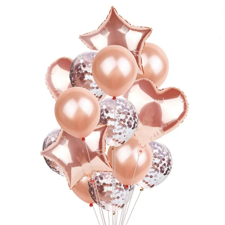 10-Pack Rose Gold Metallic Confetti Latex Party Balloons Party Balloons Babs 19 10inch