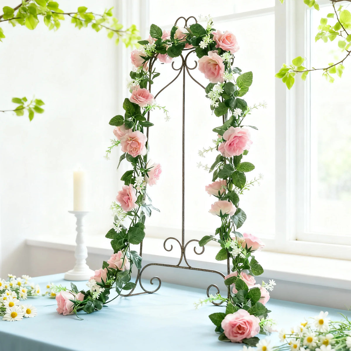 Artificial Silk Rose Hanging Garland – Wedding & Home Décor Artificial Flower Garland Babs
