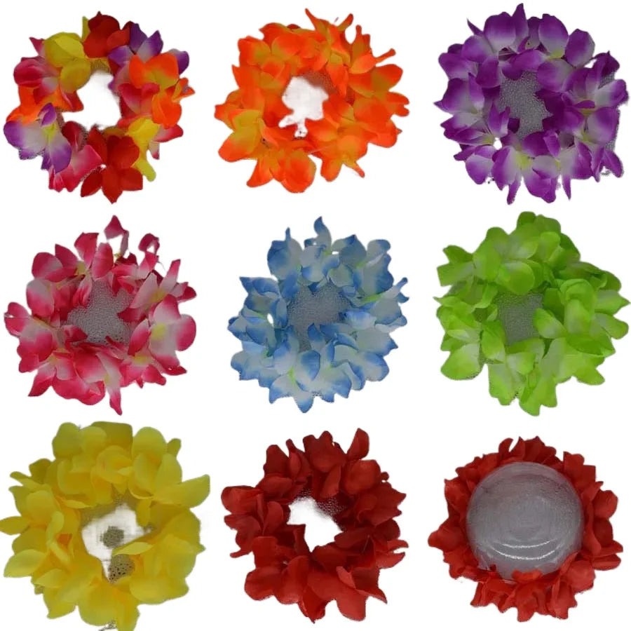 30pcs Hawaiian Flower Elastic Headbands – Luau Party Wreaths Flower Headband Set Babs