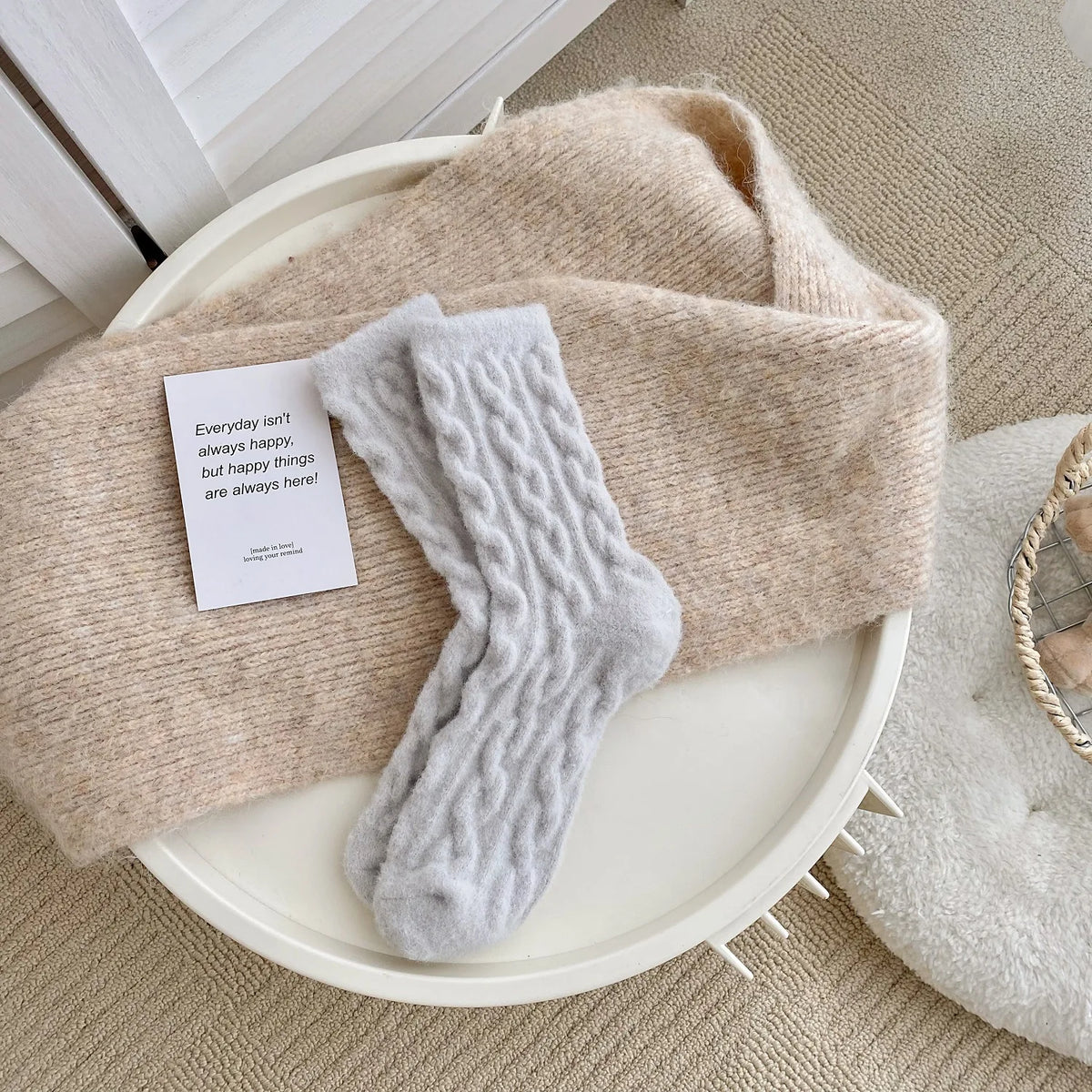 Thick Coral Fleece Winter Socks for Women – Cozy Plush Sleep Socks Plush Winter Socks Babs One Size GRAY