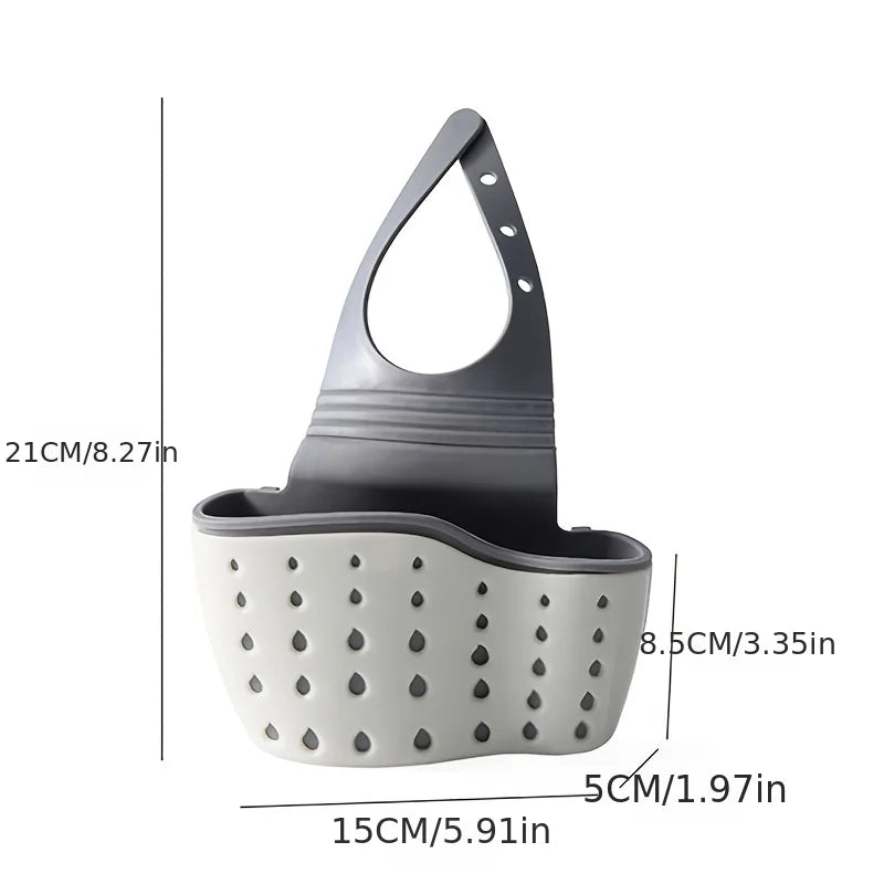 Adjustable Kitchen Sink Sponge Holder & Hanging Drain Basket Sink Sponge Holder Babs