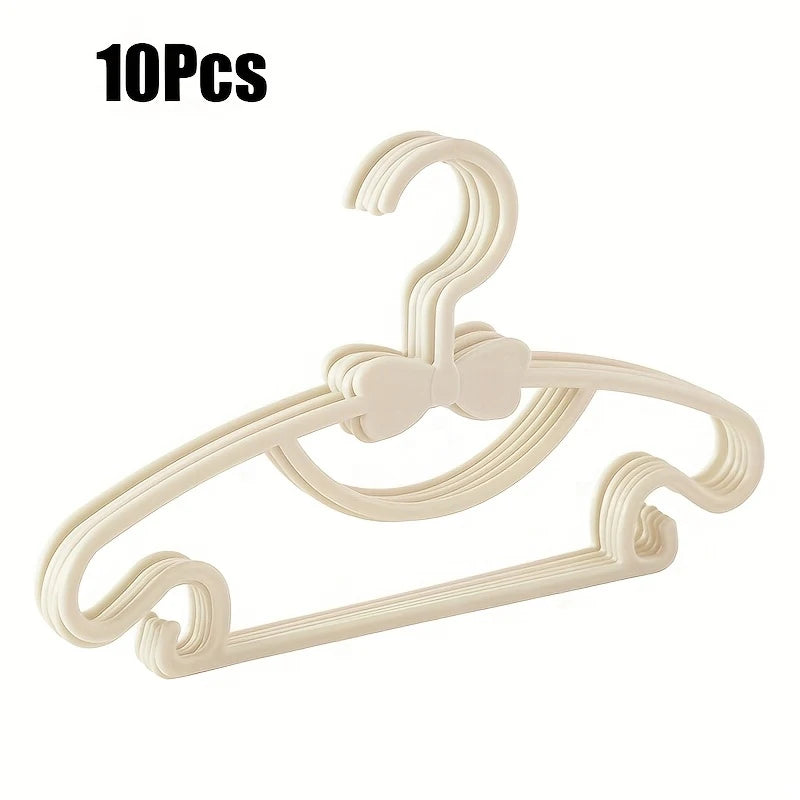 10-Pack Baby Bow Hangers – Non-Slip Ultra-Thin Plastic Hangers Baby Clothing Hangers Babs White