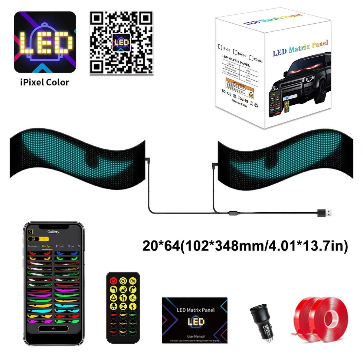 Demon Eye Bluetooth LED Flexible Screen Car Truck Light Display LED Car Display Screen Babs 10