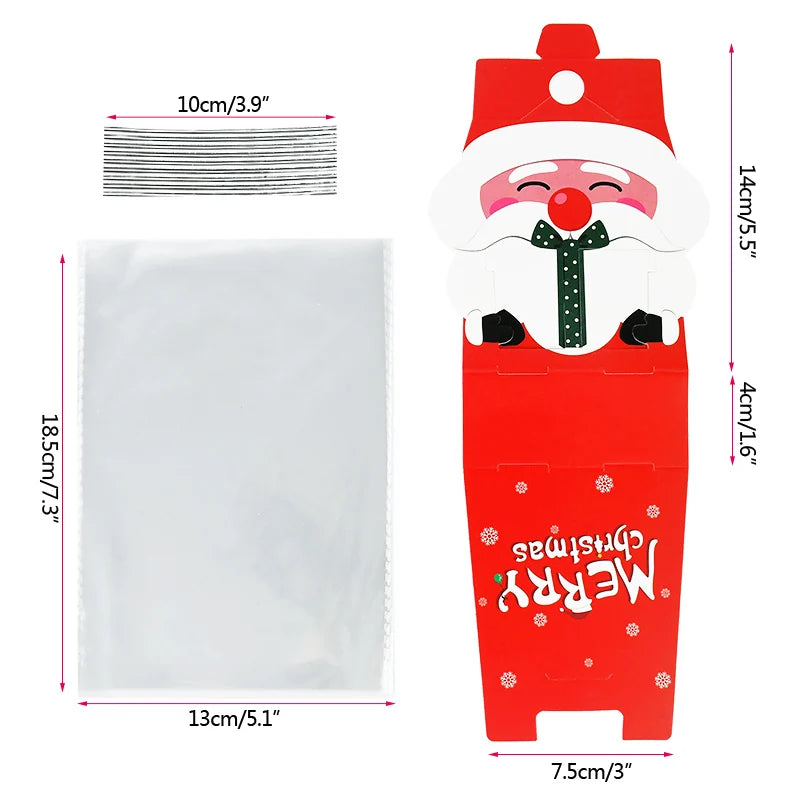 Christmas Santa Claus Cookie Candy Gift Boxes 8/16Pcs Holiday Gift Packaging Babs