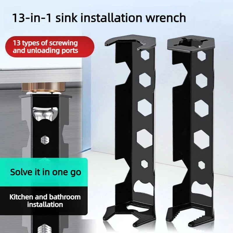 13-in-1 Sink Wrench – Multifunctional Plumber Installation Tool Plumbing Wrench Tool Babs