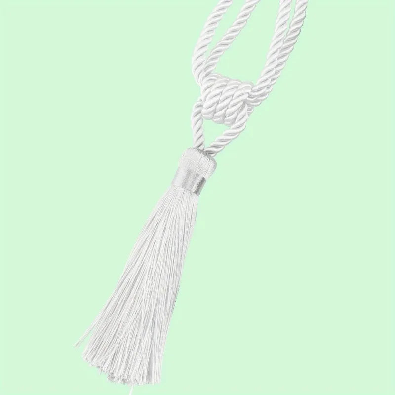 2pcs Handmade Tassel Curtain Tiebacks – Gold Rope Holdbacks Curtain Tieback Set Babs White