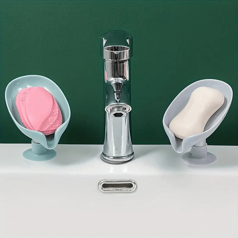 Leaf Soap Dish with Drain & Suction Cup | Bathroom Soap Holder Bathroom Soap Dish Babs