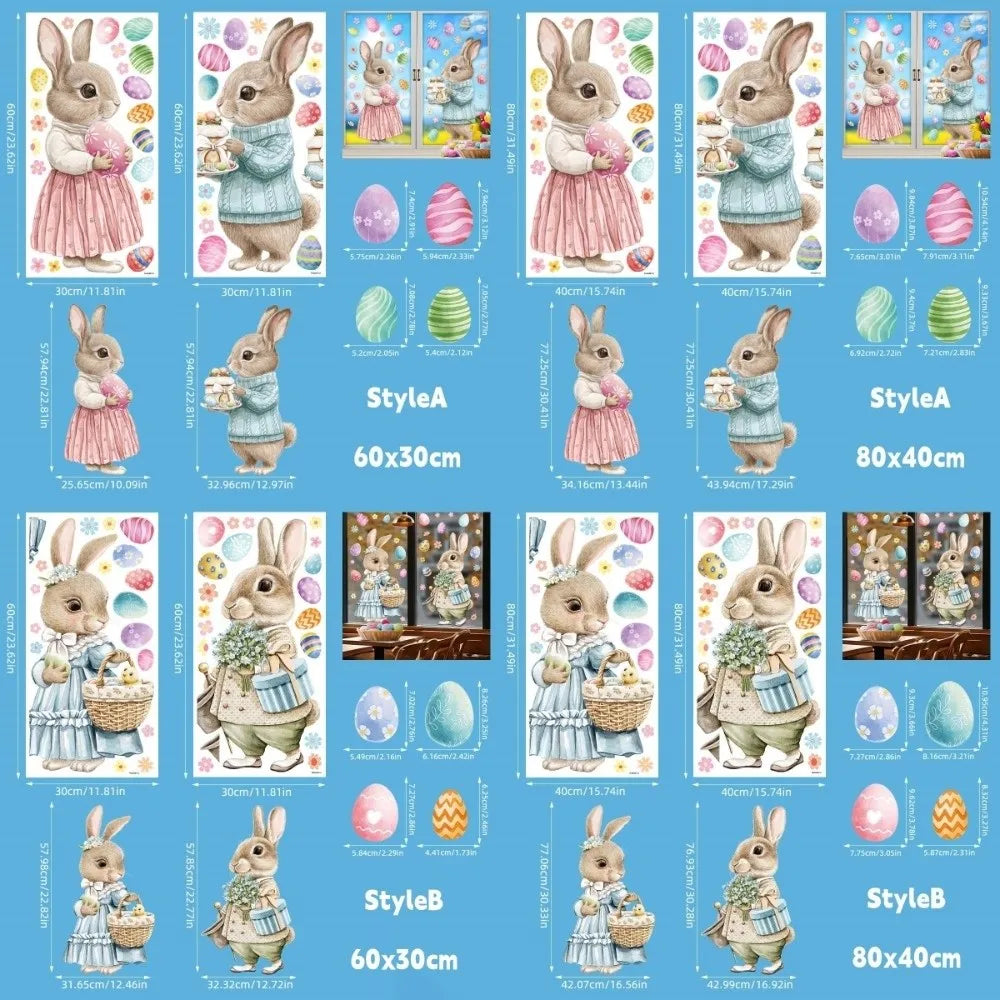 Easter Window Stickers – Removable PVC Static Egg Decals Window Decals Babs