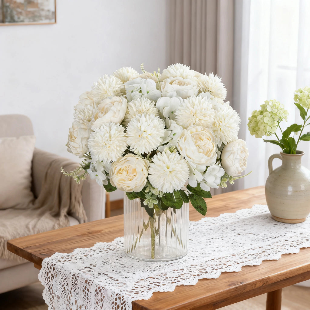Silk Peony Hydrangea Artificial Flower Bouquet 32cm Artificial Flower Bouquet Babs