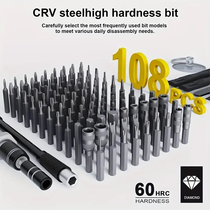 132-in-1 Precision Screwdriver Set | 108 Magnetic Bits & Case Precision Screwdriver Set Babs