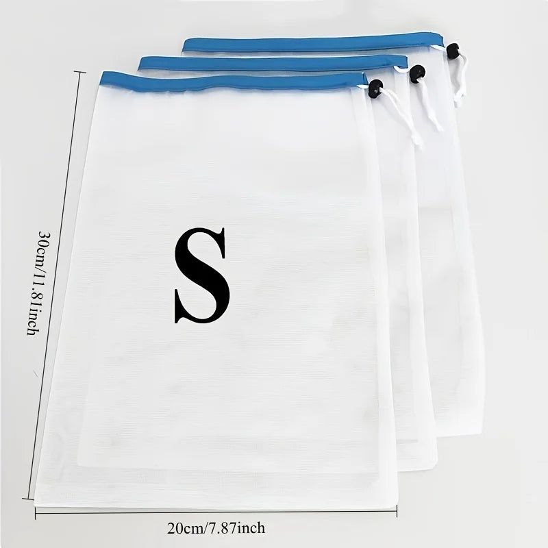 3-Pack Mesh Drawstring Storage Bags for Toys & Blocks Toy Storage Bags Babs