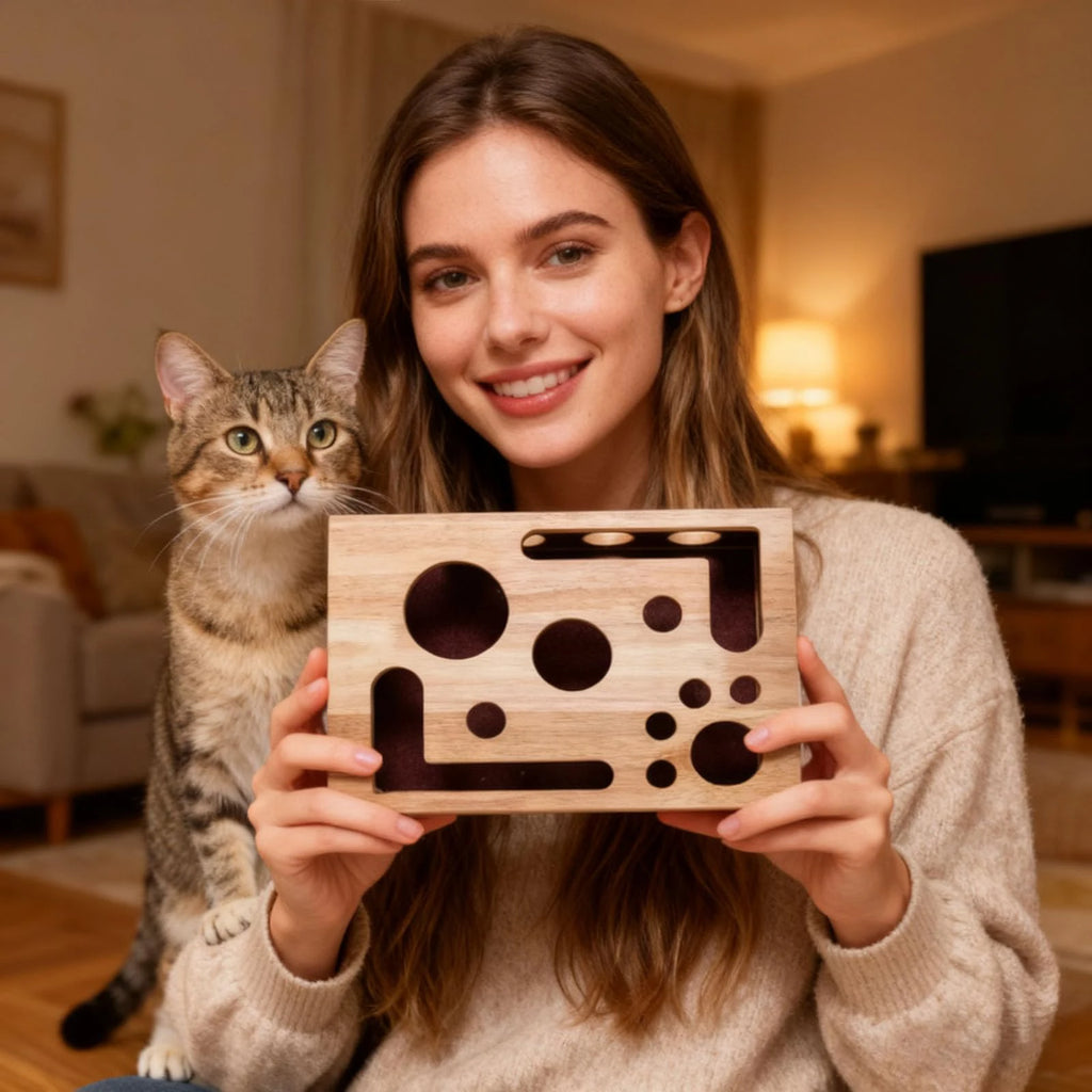 Cat Wooden Scratch Maze Box – Interactive Nail File Enrichment Toy Cat Enrichment Toy Babs A One Size