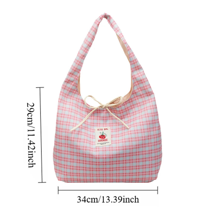 Korean Checkered Shoulder Tote Bag – Women's Casual Vest Bag Shoulder Tote Bag Babs