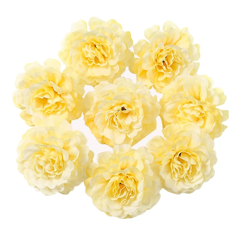 Silk Rose Artificial Flower Heads | Wedding & Home Décor Artificial Flower Heads Babs Yellow 50Pcs