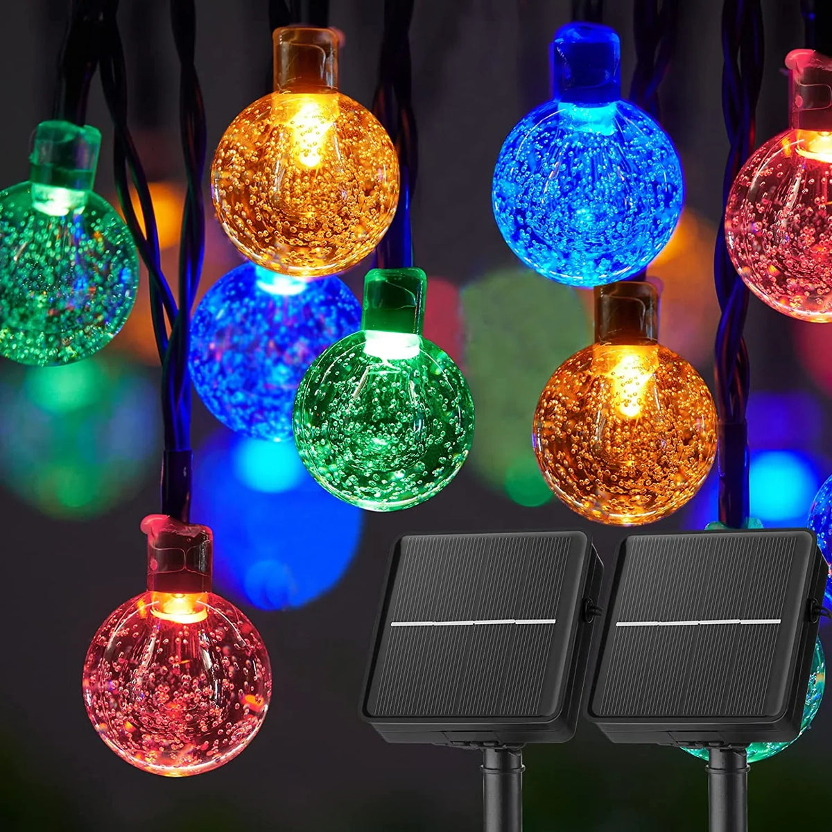 Solar Crystal Globe String Lights – 60 LED, 8 Modes, IP65 Solar String Lights Babs multicolour 11M60LEDs 2pcs