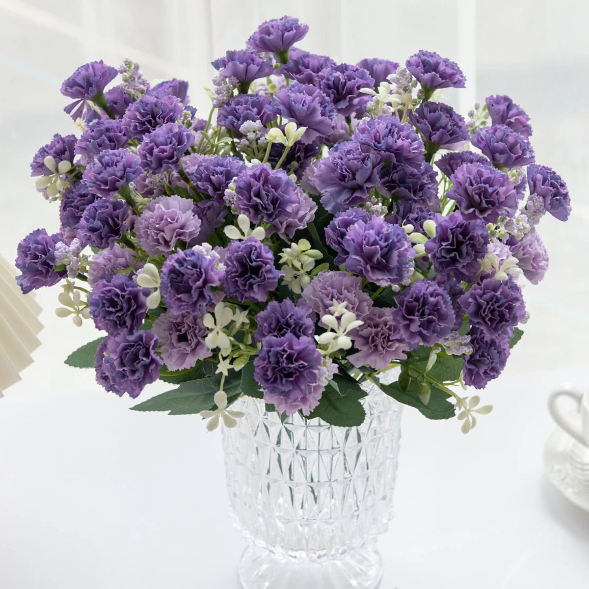 Silk Artificial Carnation Bouquet – 5 Forks 15 Heads Wedding Décor Artificial Flower Bouquet Babs