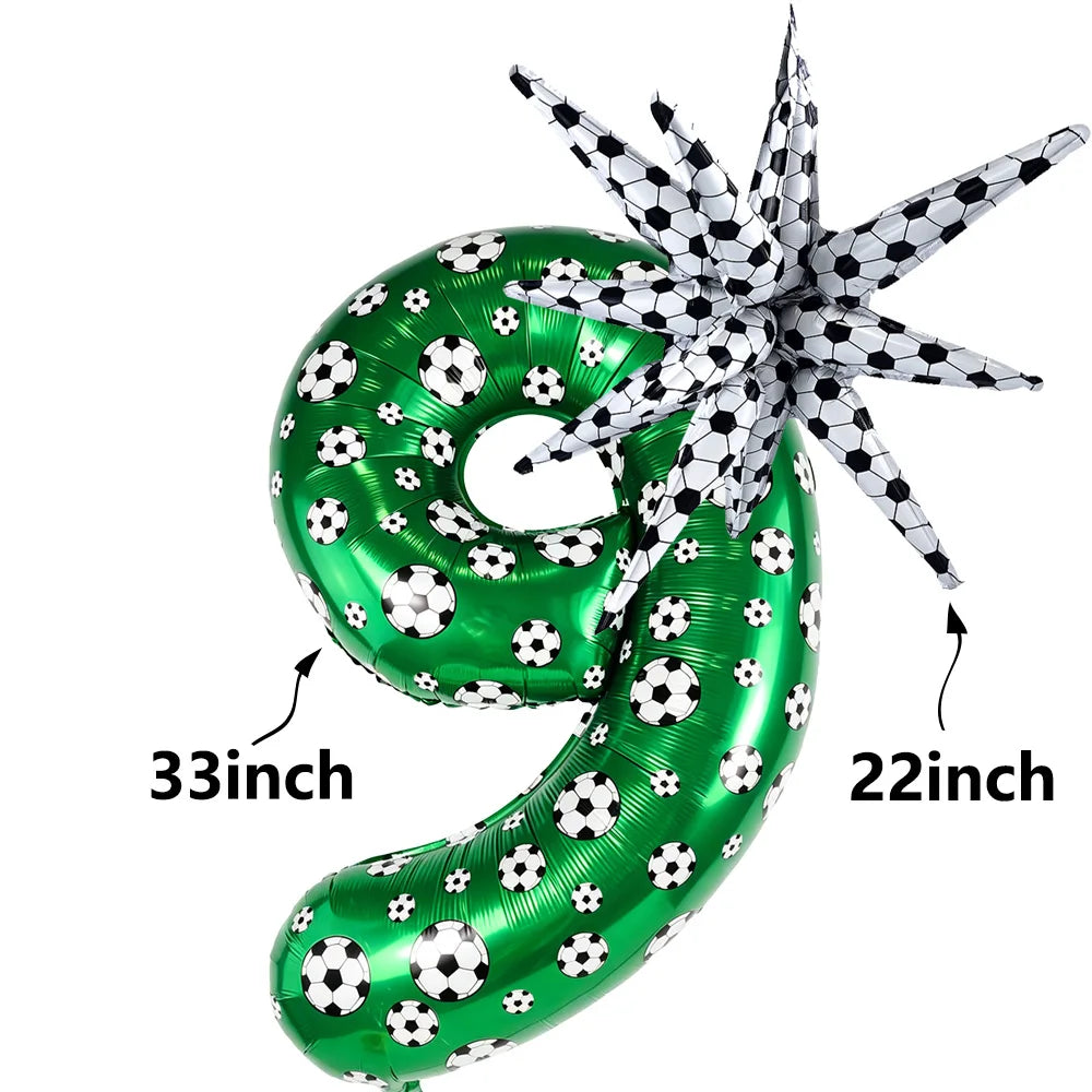 Green Soccer Number Foil Balloons Set 0-9 | Football Party Decor Party Foil Balloons Babs B number-9 As pictures show