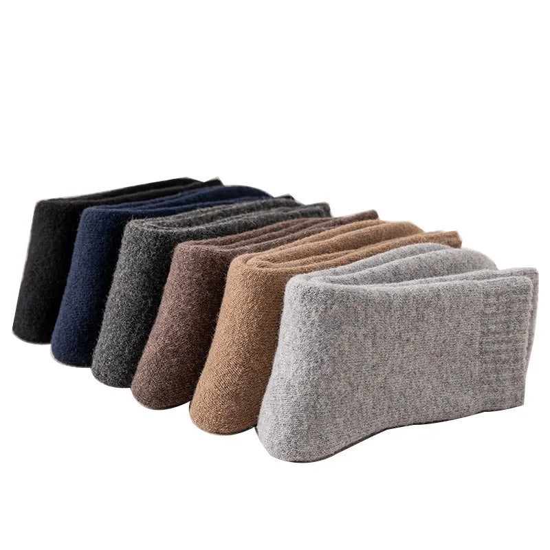 Fleece Lined Thermal Wool Socks – Thick Terry Mid-Calf, 2 Pairs Thermal Wool Socks Babs