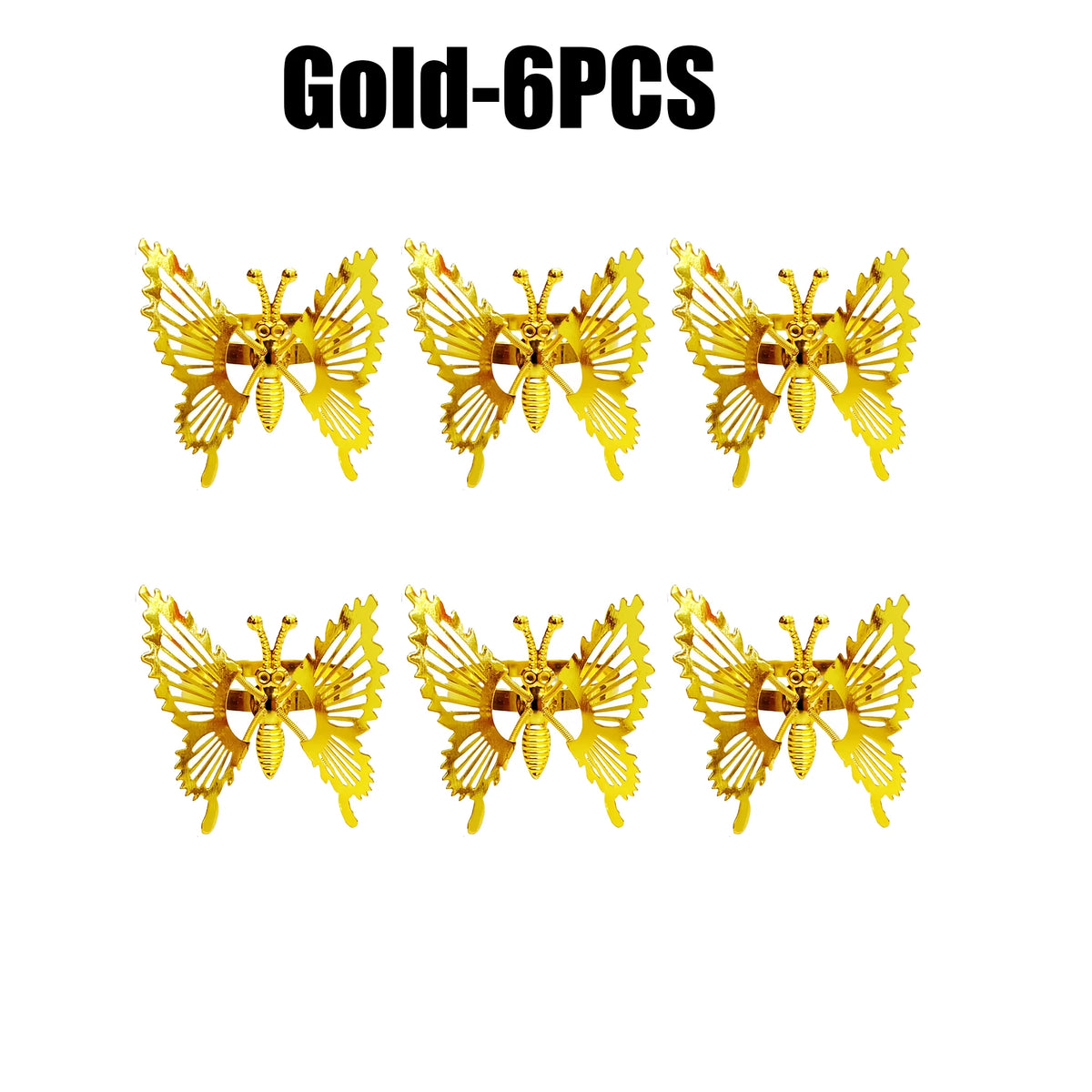 Spring Butterfly Napkin Rings Set | Wedding & Party Table Decor Napkin Rings Set Babs Gold 6PCS