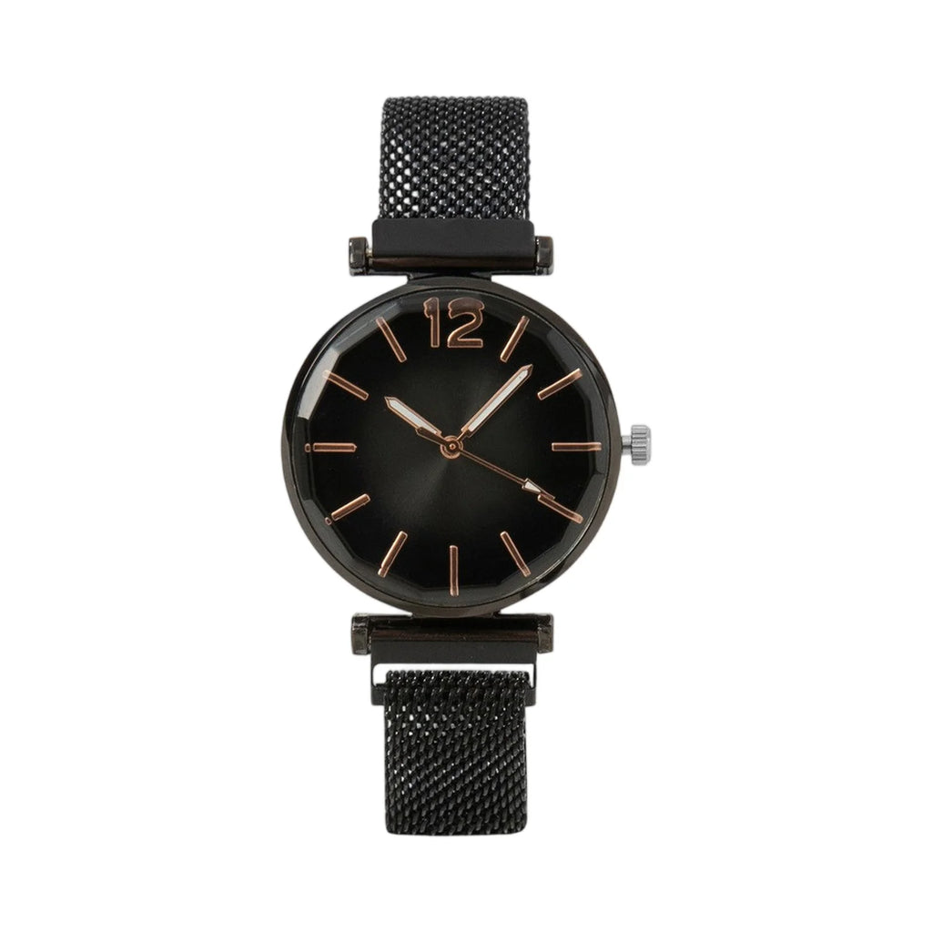 Women's Black Dial Quartz Watch – Ceramic Strap, Auto Date Ladies Quartz Watch Babs