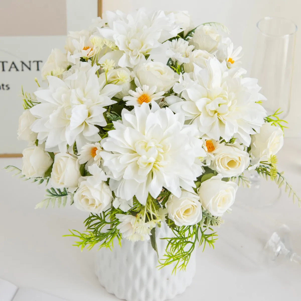 Silk Dahlia Rose Artificial Bouquet – Wedding & Home Decor Artificial Flower Bouquet Babs
