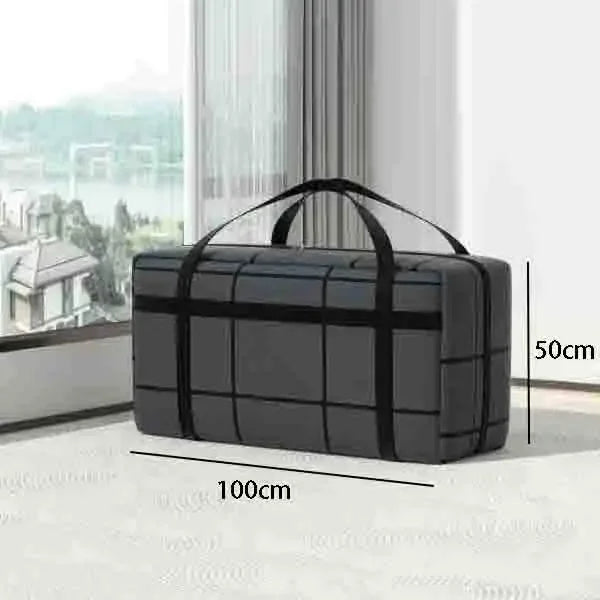 Large Foldable Oxford Duffel Bag – Double Zipper Moving Storage Foldable Storage Bag Babs Black 180L
