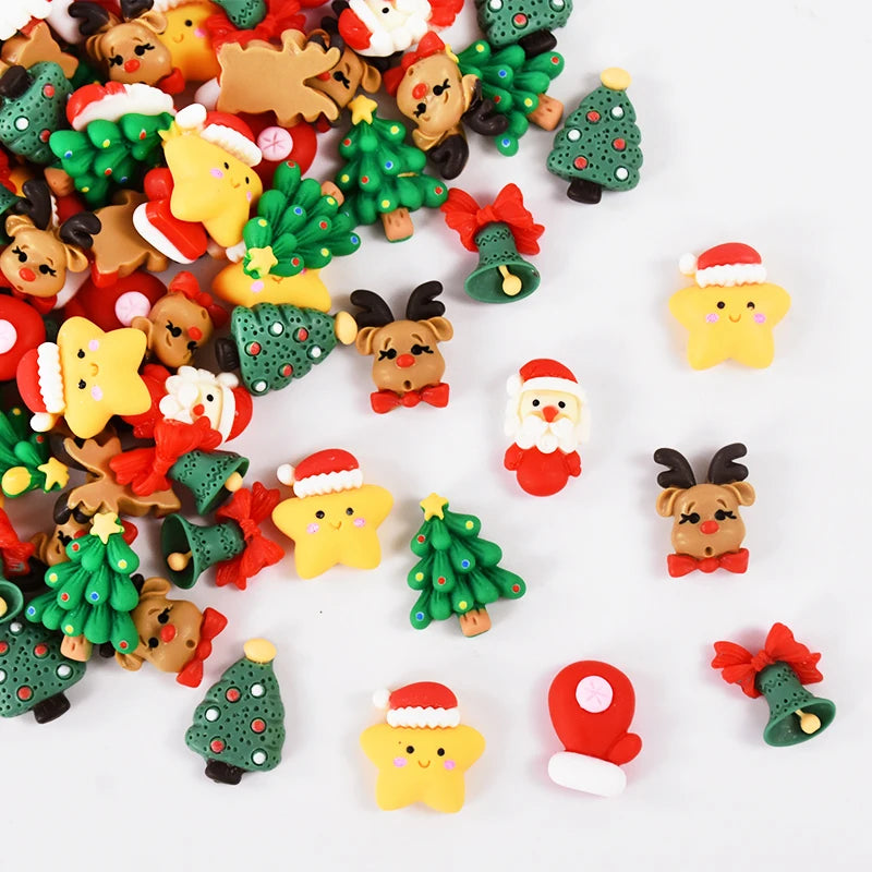 20pcs Mini Christmas Resin Cabochon Figurines – DIY Holiday Crafts Resin Craft Figurines Babs