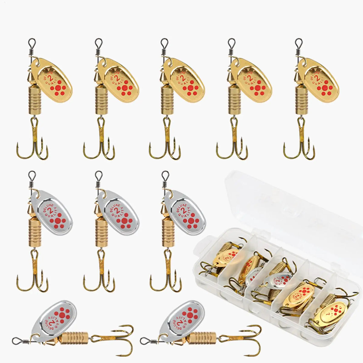 10-Piece Fishing Spinner Spoon Lures – Bass, Trout & Pike Fishing Spinner Lures Babs