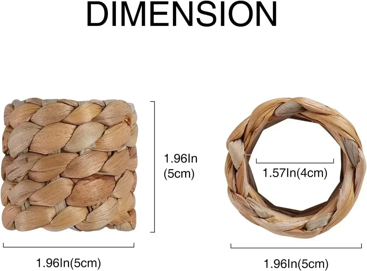 96 Handmade Woven Rattan Napkin Rings – Rustic Natural Décor Woven Napkin Rings Babs