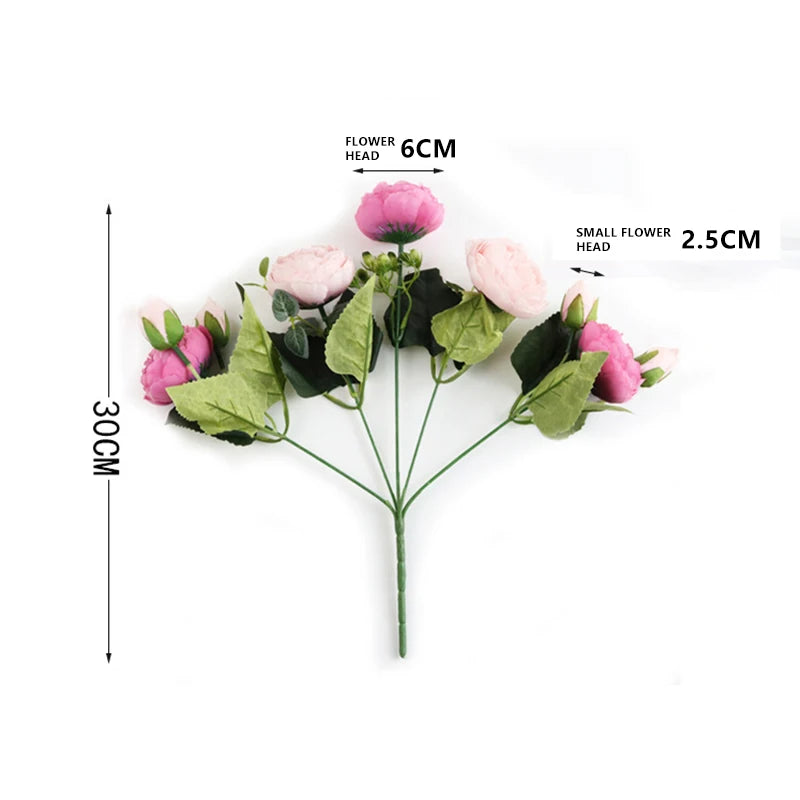 Silk Peony Rose Artificial Bouquet – Wedding & Home Décor Artificial Flower Bouquet Babs
