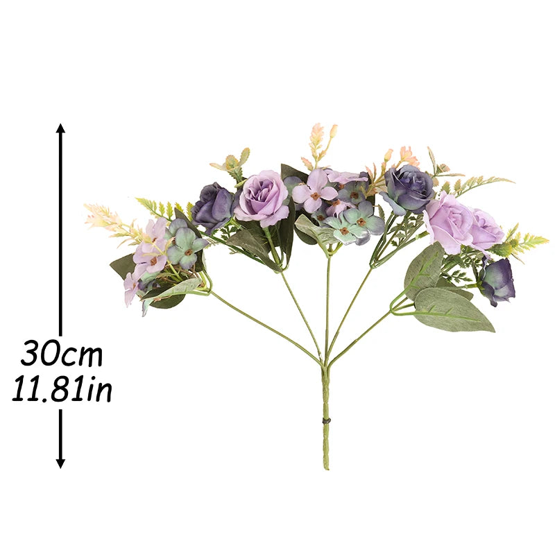 Silk Rose & Hydrangea Artificial Bouquet | Wedding & Home Décor Artificial Flower Bouquet Babs