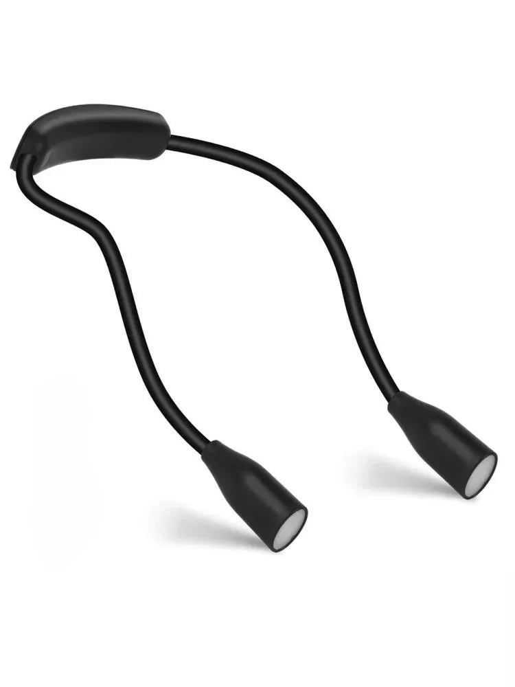LED Neck Reading Light – 360° Flexible Arms, Battery Powered Neck Book Light Babs Black