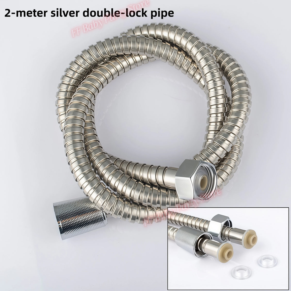Flexible Stainless Steel Shower Hose – Waterproof Bathroom Pipe Shower Plumbing Hose Babs 2 meters 5