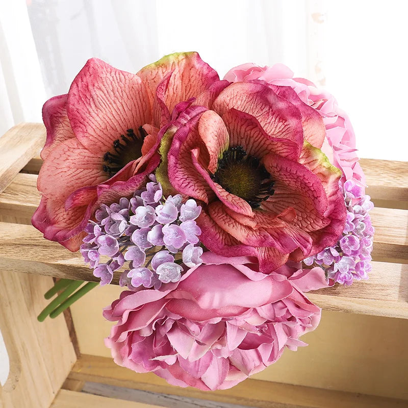 Silk Artificial Peony Flower for Home Decor & Weddings Artificial Flowers Babs Purple Red