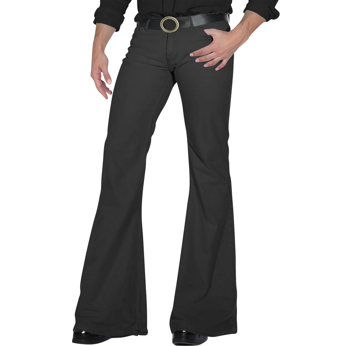 Men's Retro Disco Flare Pants – Bell Bottom Hip Hop Trousers Men's Flare Pants Babs Black S