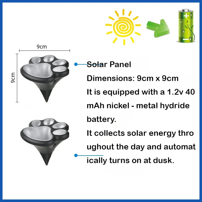 3-Pack Solar Dog Paw Print Garden Lights – Waterproof Outdoor Solar Garden Lights Babs