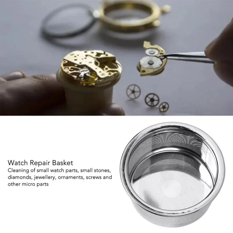 Stainless Steel Mesh Basket for Watch Parts Cleaning Watch Repair Tool Babs