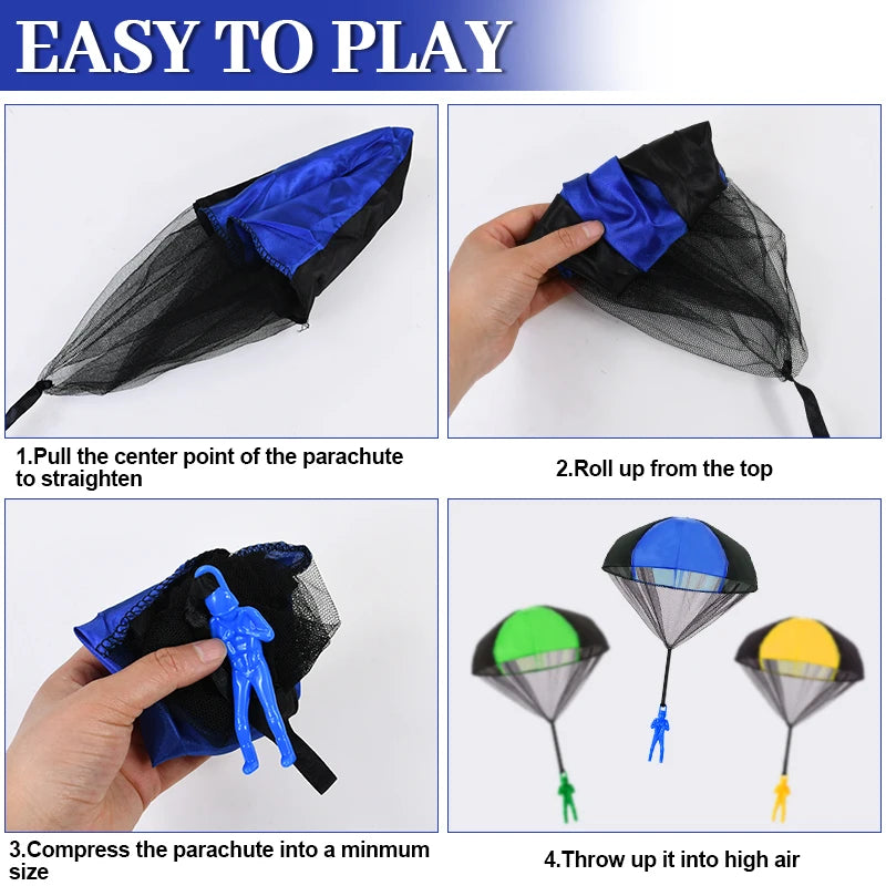 Parachute Toy Hand Throw Flying Game – Party Favors 1-6 Pcs Parachute Flying Toy Babs