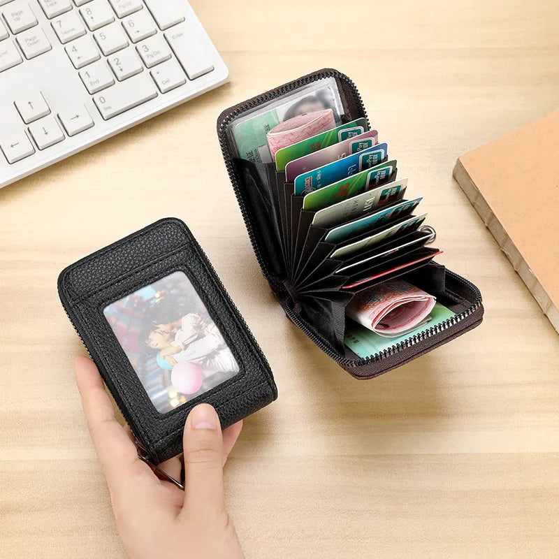 PU Leather Multi-Slot Card Holder Zipper Wallet – Unisex Card Holder Wallet Babs