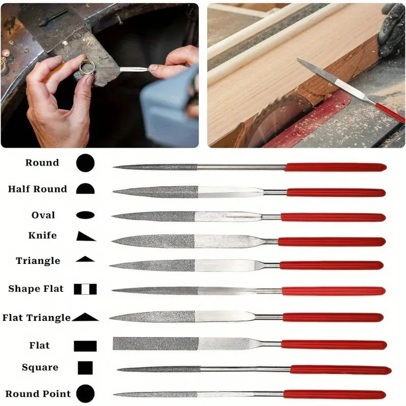 10-Piece Diamond Needle File Set – Mini Files for Metal & Stone Diamond Needle File Set Babs