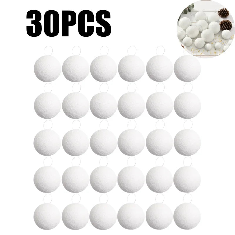 White Foam Christmas Balls – DIY Snowballs, 6pcs, 4cm & 8cm Christmas Foam Balls Babs 30PCS 4cm