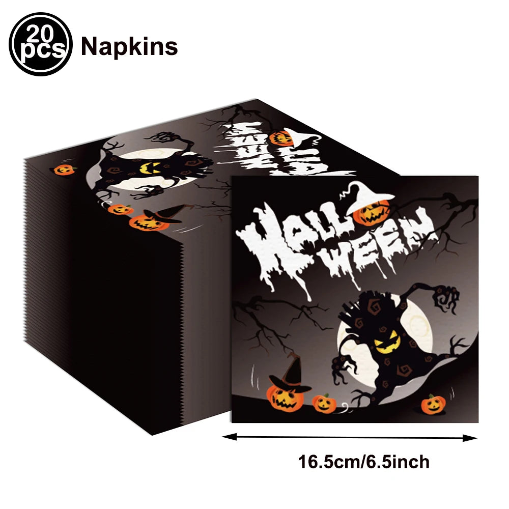 20-Pack Halloween Disposable Paper Napkins – Spooky Prints Disposable Party Napkins Babs Light Yellow as show