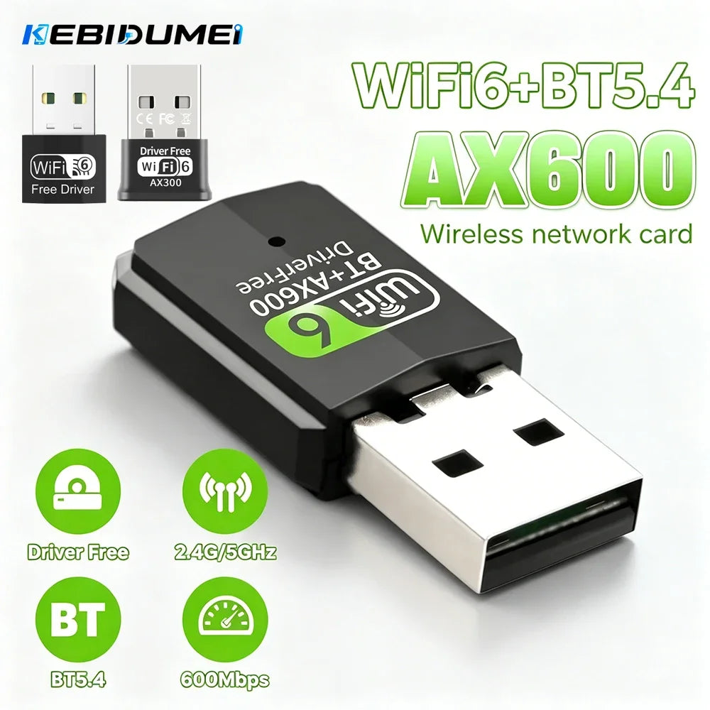 KEBIDUMEI WiFi 6 Bluetooth 5.4 USB Adapter AX600 Dual Band USB WiFi Adapter Babs