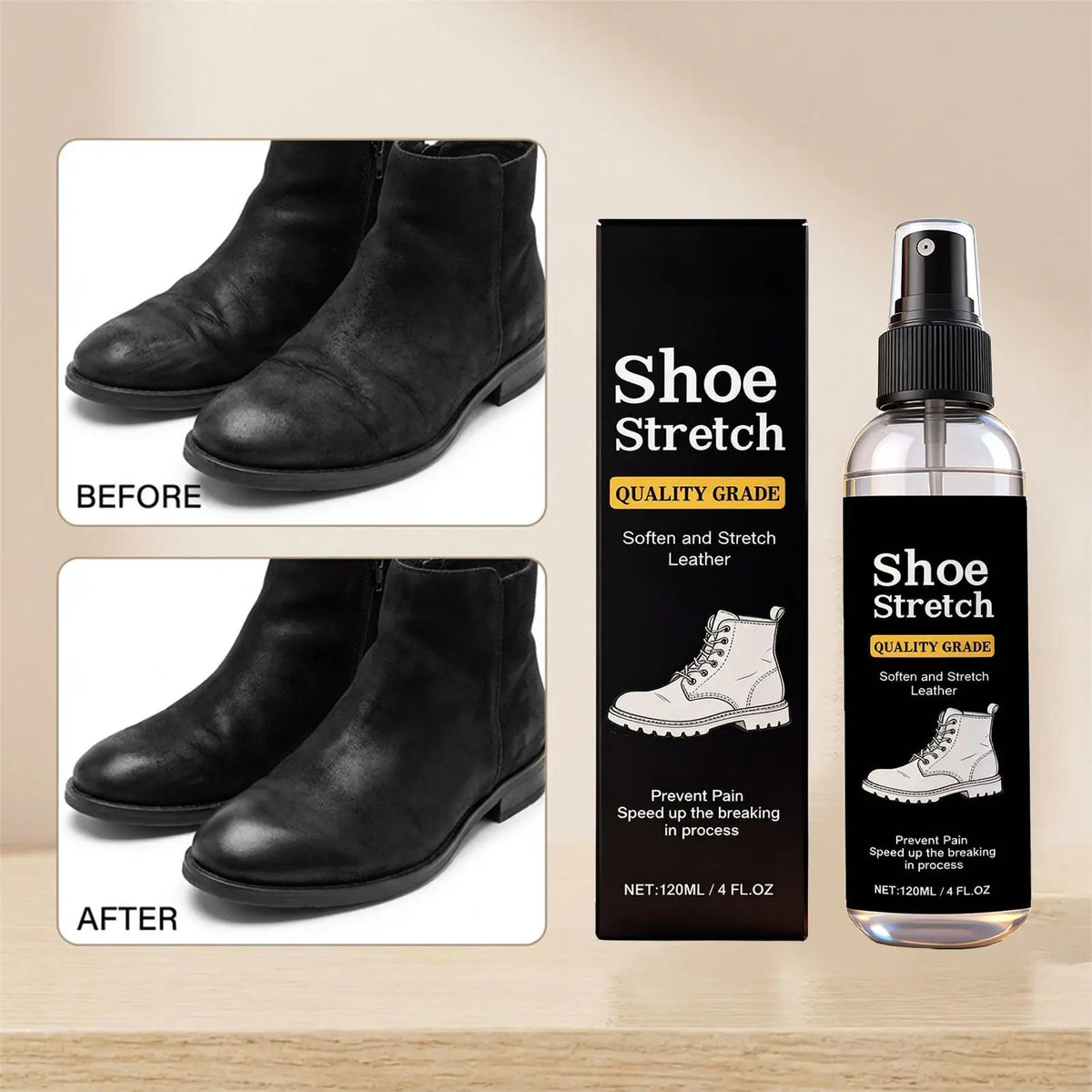 120ml Shoe Stretcher Spray – Leather, Suede & Canvas Softener Shoe Stretcher Spray Babs